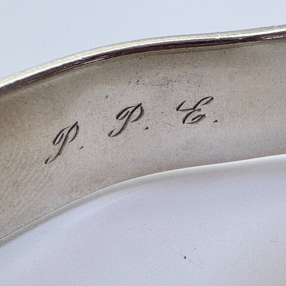 Antique Sterling Silver 925 Rose Flower Design Hinged Bangle Bracelet Size L - Picture 6 of 10